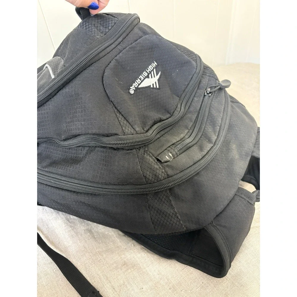 High Sierra Backpack Unisex Large Black Suspension Strap System Ripstop